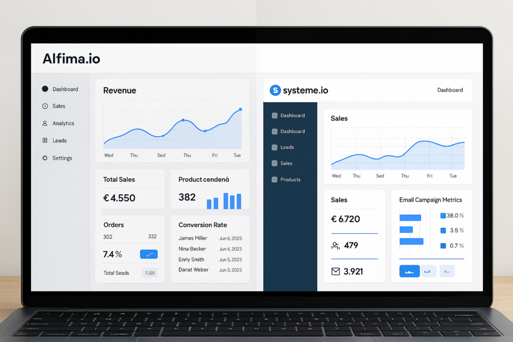 Vergleich Alfima.io vs Systeme.io – All-in-One Tools für Affiliates